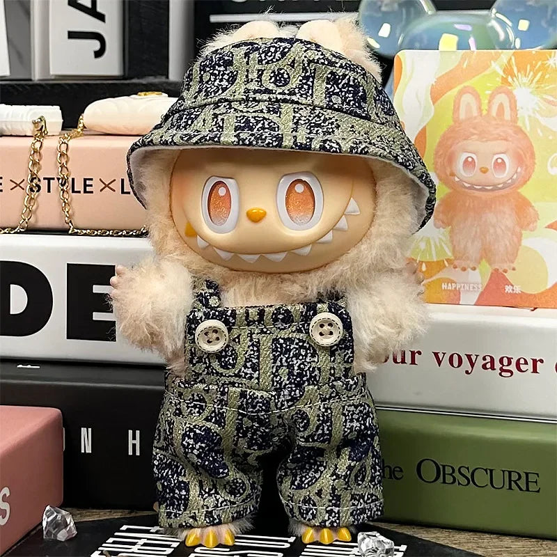 For 15-17cm Labubu Luxury Dress Set Fashion Clothes Pants Hat Outfit Labubu V1 V2 Doll DIY Clothing designer Toys Accessories