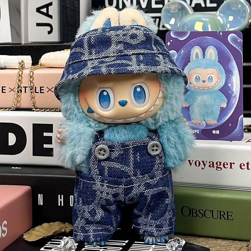 For 15-17cm Labubu Luxury Dress Set Fashion Clothes Pants Hat Outfit Labubu V1 V2 Doll DIY Clothing designer Toys Accessories
