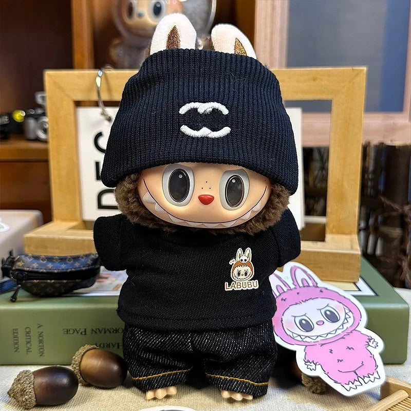 For 15-17cm Labubu Luxury Dress Set Fashion Clothes Pants Hat Outfit Labubu V1 V2 Doll DIY Clothing designer Toys Accessories