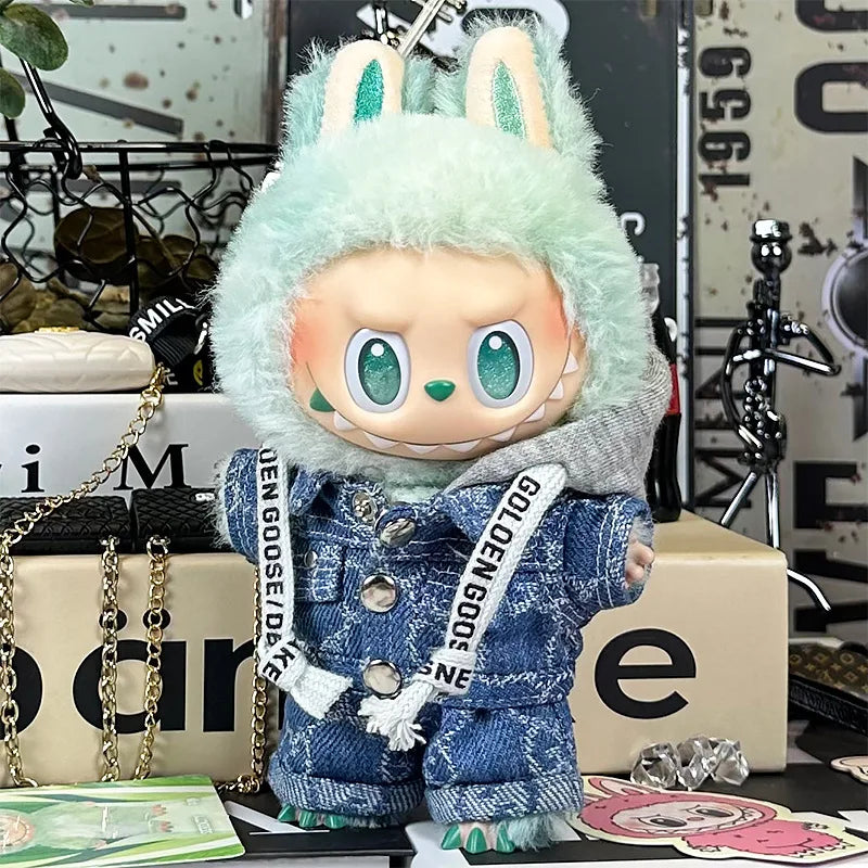 For 15-17cm Labubu Luxury Dress Set Fashion Clothes Pants Hat Outfit Labubu V1 V2 Doll DIY Clothing designer Toys Accessories